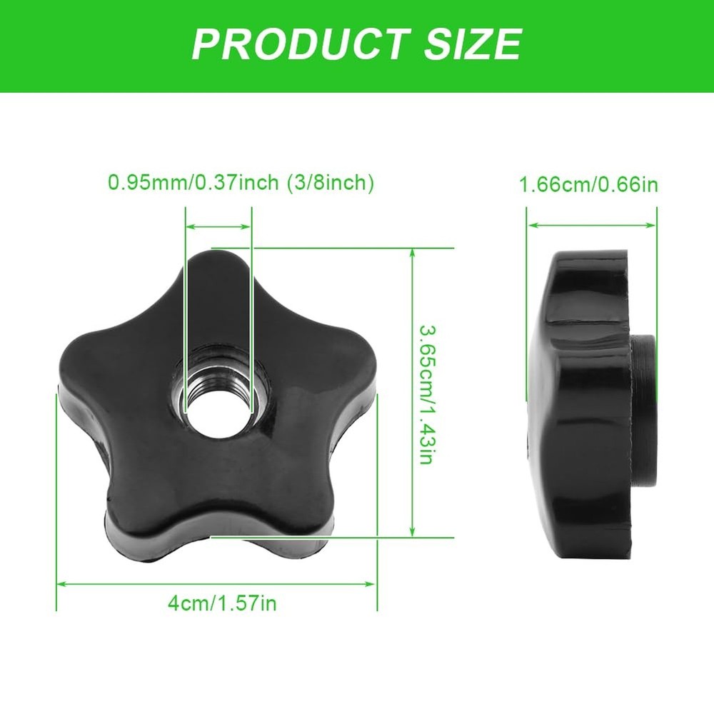 4PCS T-Track Knobs, 3/8 Inch 16 Through-Hole knobs, Five-Star Thru Threaded K...