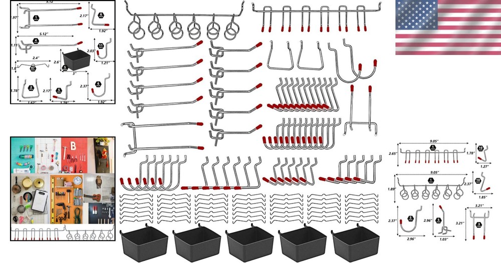 Efficient 114-Piece Pegboard Hooks Assortment – Classic Metal Organizer Set