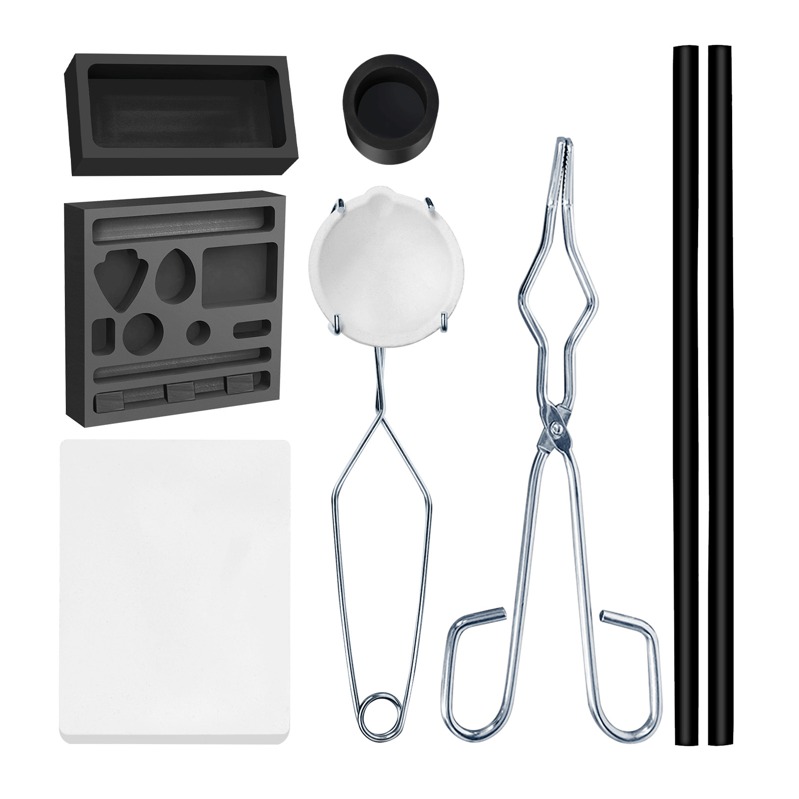 9PCS Graphite Ingot Crucible Mold Set Torch Melting Tools Kit for Gold Silver