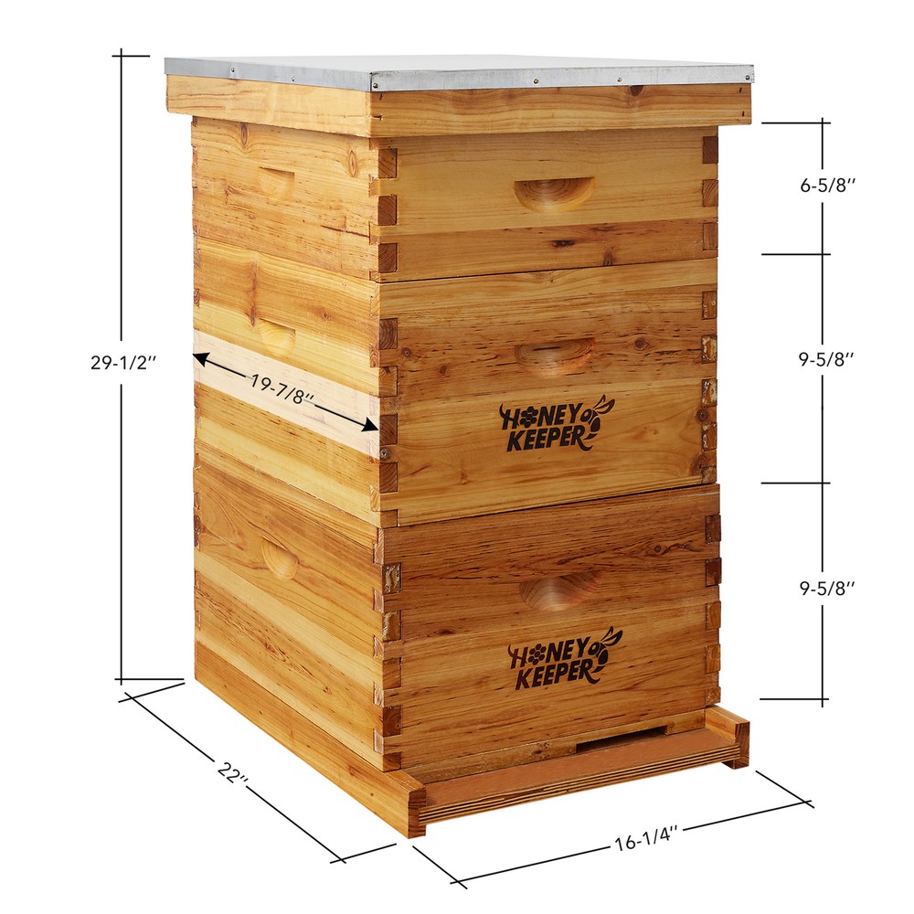 Langstroth Beehive 10 Wooden Frame Box Kit with Waxed Boxes, 2 Deep and 1 Medium