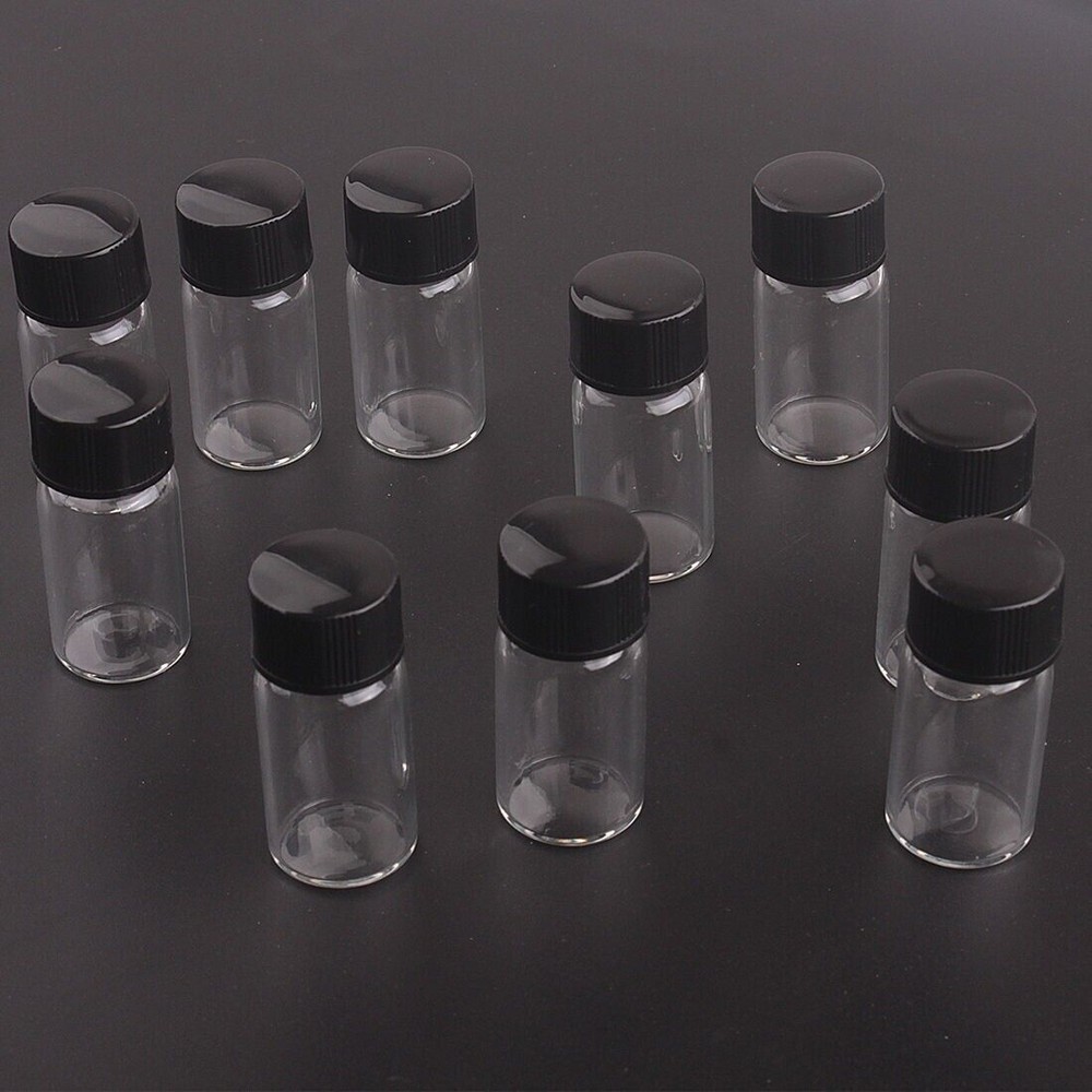 50x 3ml Mini Small Clear Glass Bottles Empty Sample Vials Jars with Screw Caps