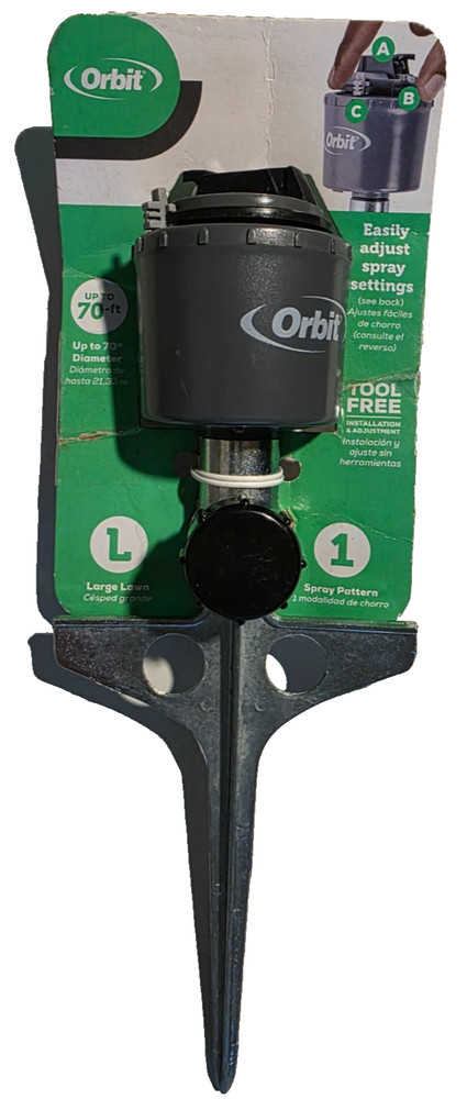 Orbit Sprinkler Step on Metal Spike Adjustable Spray Distance & Pattern NEW