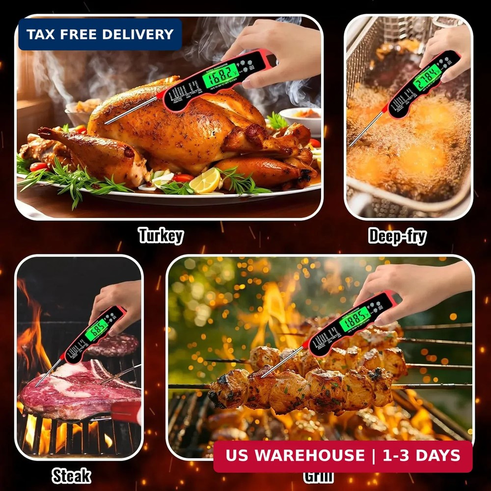 Meat Thermometer Digital, Instant Read Meat Thermometer with Backlight & Magnet