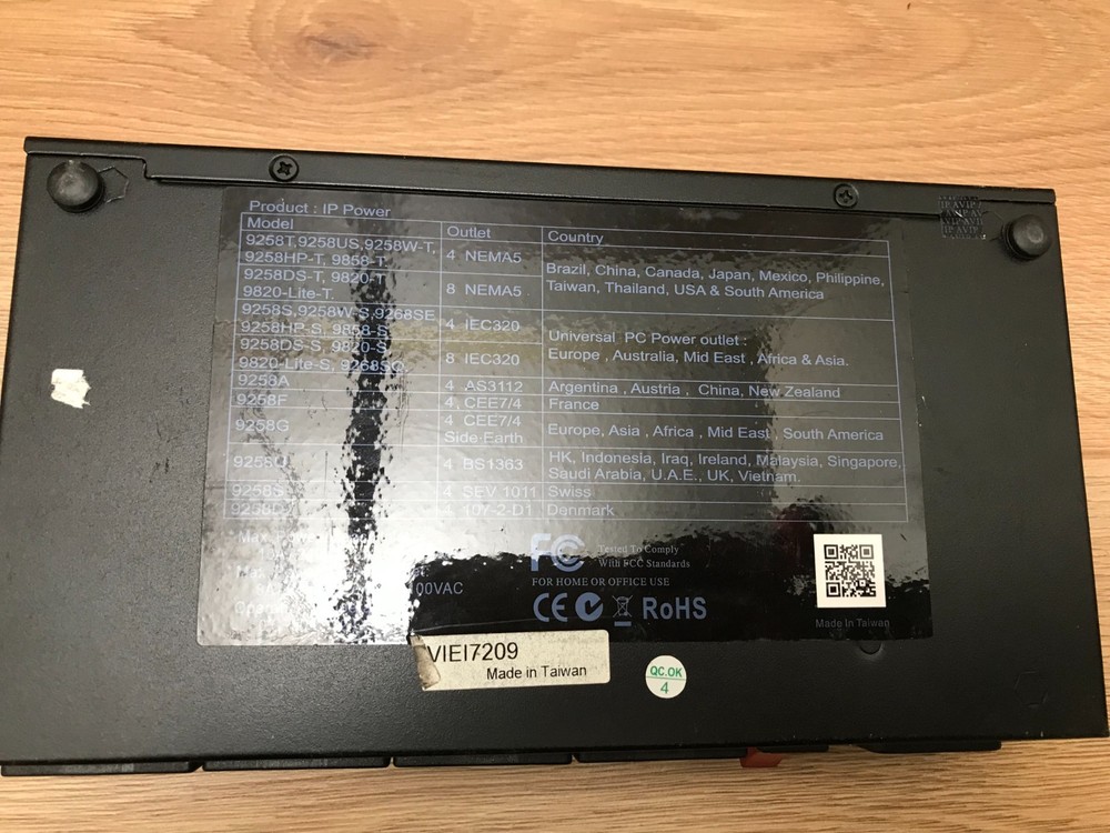 Aviosys IP 9258 S 4 Port Web Power Network Switch Controller Distribution Unit