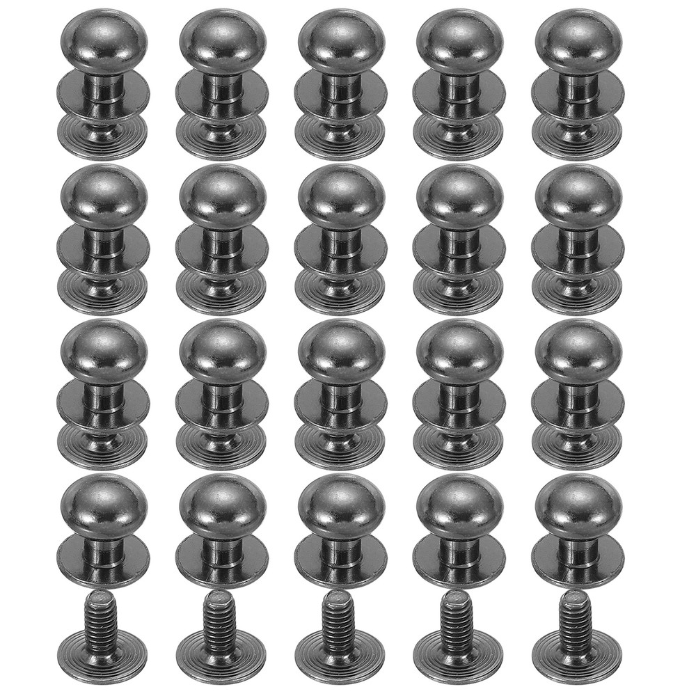 20Set 10mm Leather Rivets Ball Head Stud Screw Back Round Head Button Black