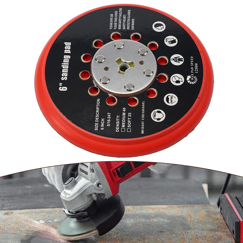 6 Inch Sanding Pad Medium-Hook And Loop Multi-Hole Back-Up For Bosch RSM6045 New