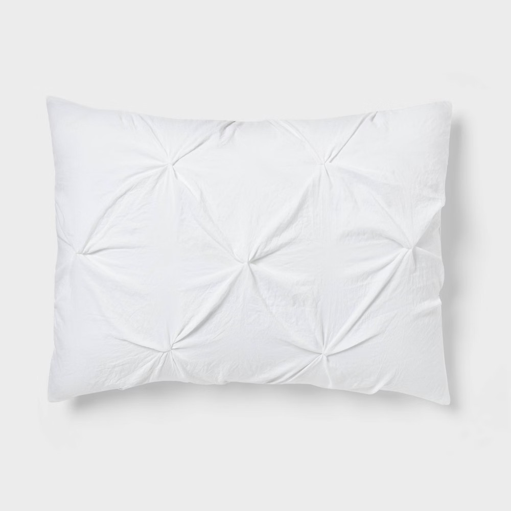 8pc Queen Pinch Pleat Comforter and Sheet Set White - Threshold