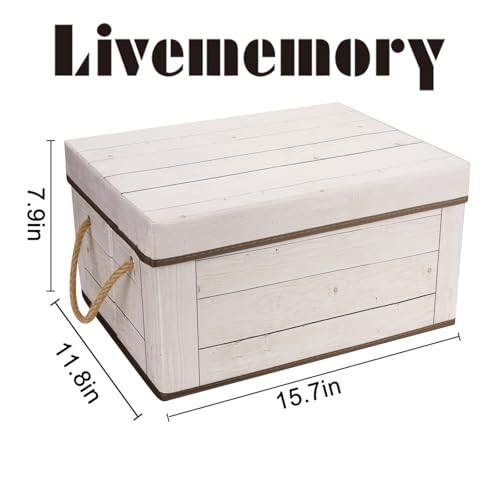 Livememory Memory Box for Keepsake, Decorative Storage Box with Lids and Handles