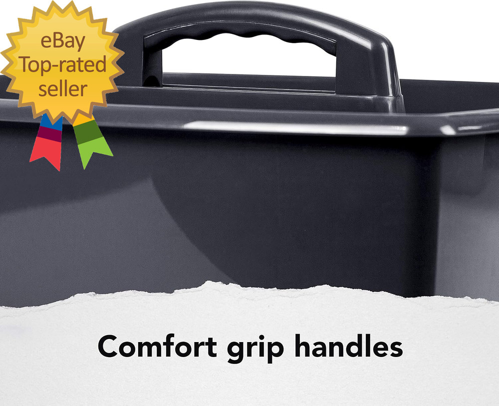 2 Compartment Large Caddy Multipurpose Classroom Organizer with Handle Black
