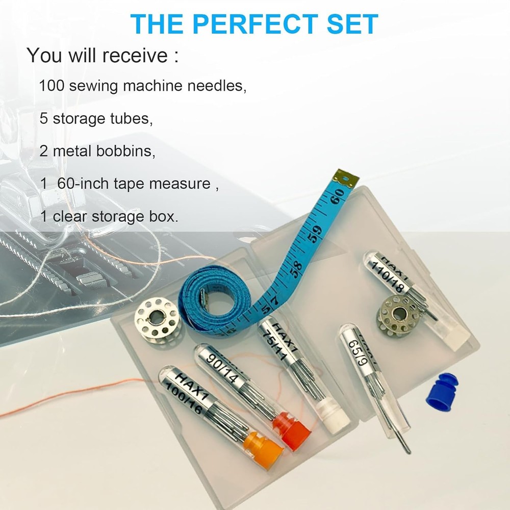 Sewing Machine Needles, 100 PCS Universal Needle Set for...