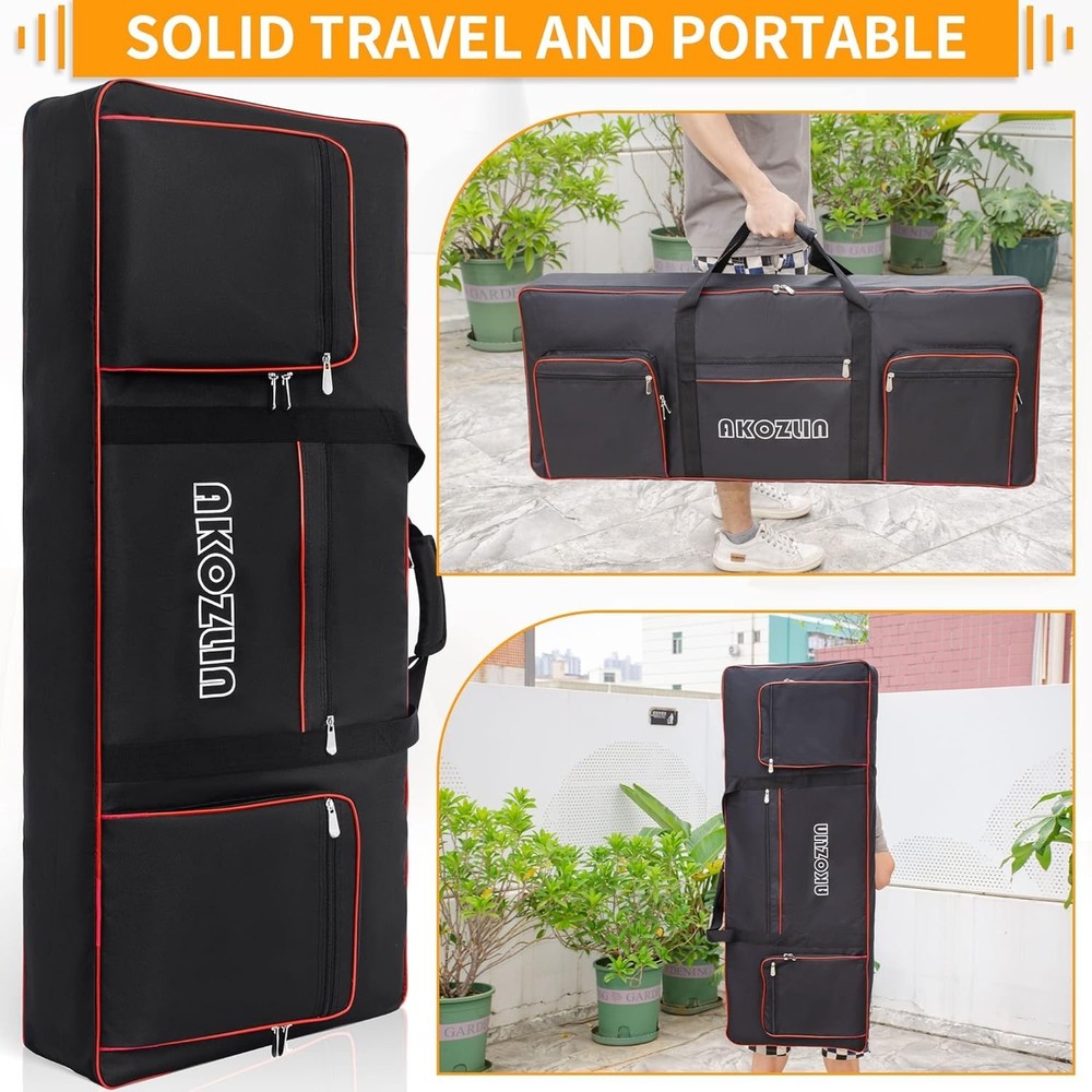 Durable 61 Key Soft Keyboard Case with Adjustable Straps and Accessory Storage