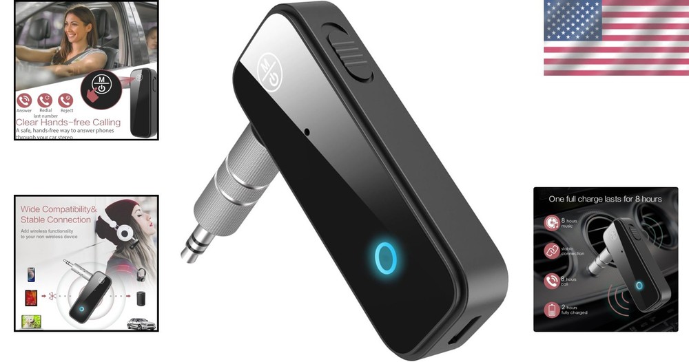 Travel-Friendly Bluetooth AUX Adapter - Fast Charging with Hands-Free Control