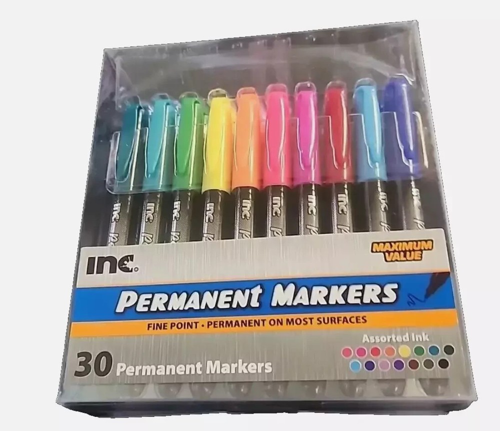 Permanent Marker 30 Pack Multi-Color - Vibrant Assorted Markers Set