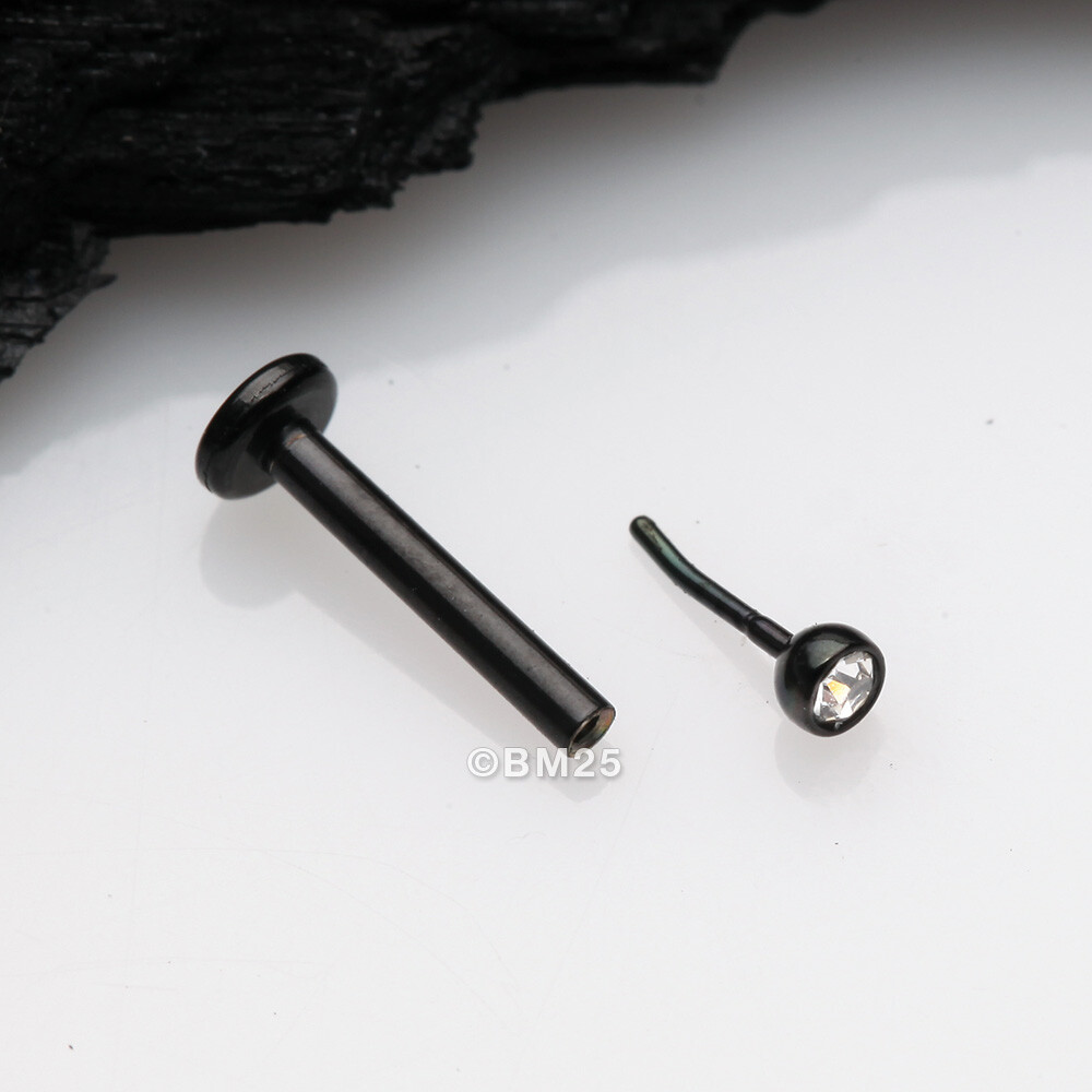 Blackline Basic Gem Ball Top Threadless Push-In Steel Labret