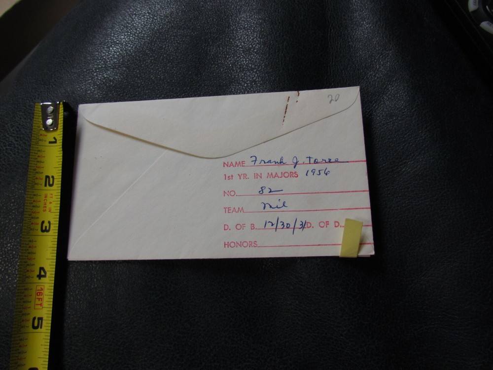 Frank Torre Autographed Envelope Cut JSA Auction Certified