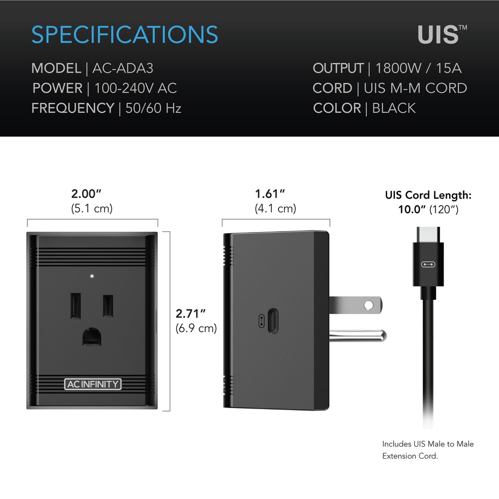 UIS Control Plug, Socket Adapter to Connect Smart Controllers to Outlet Devices