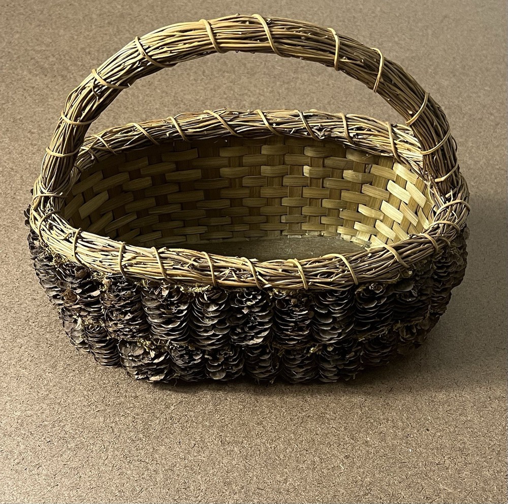 Oval Pinecone and Twig Gathering Basket