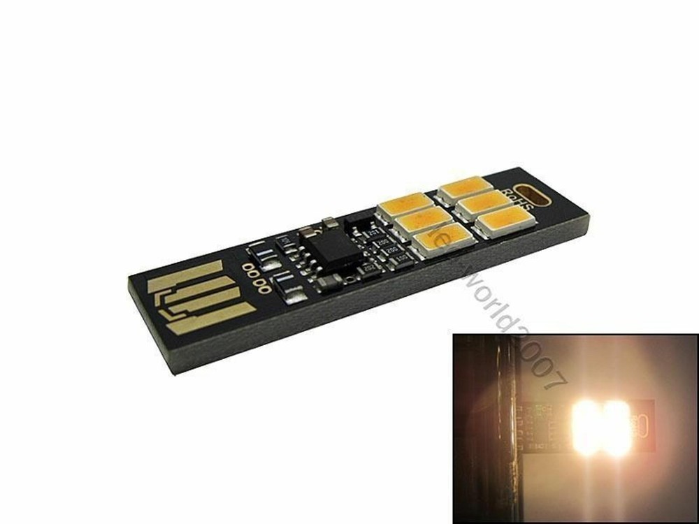 Warm White 5V 1.2W USB 6-LED Night Light Dimmable Touch Panel Swtich Light