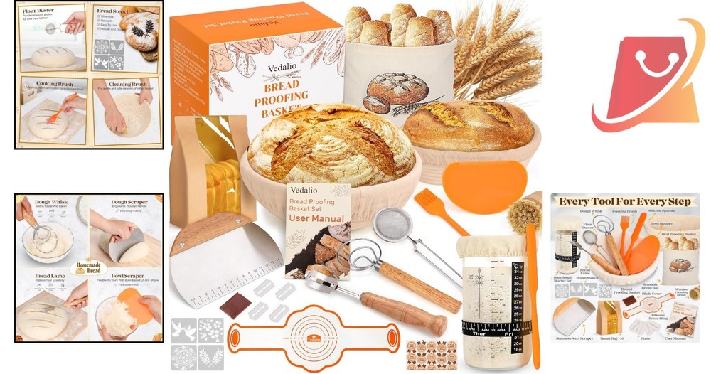 Sourdough Starter Kit with Proofing Baskets Bread Making Supplies Baking Tools