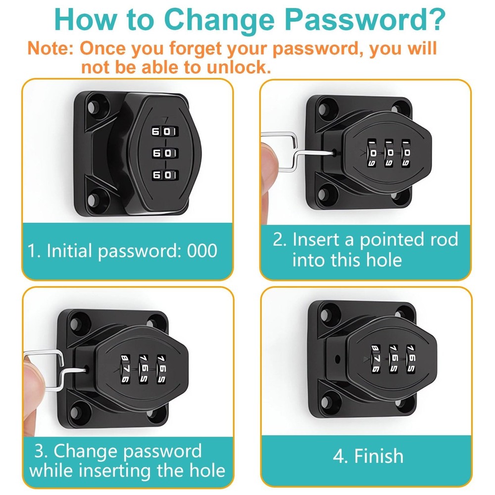 Closet Door Lock, 3-Digit Cupboard Locks with Code Keyless Combination Cabine...