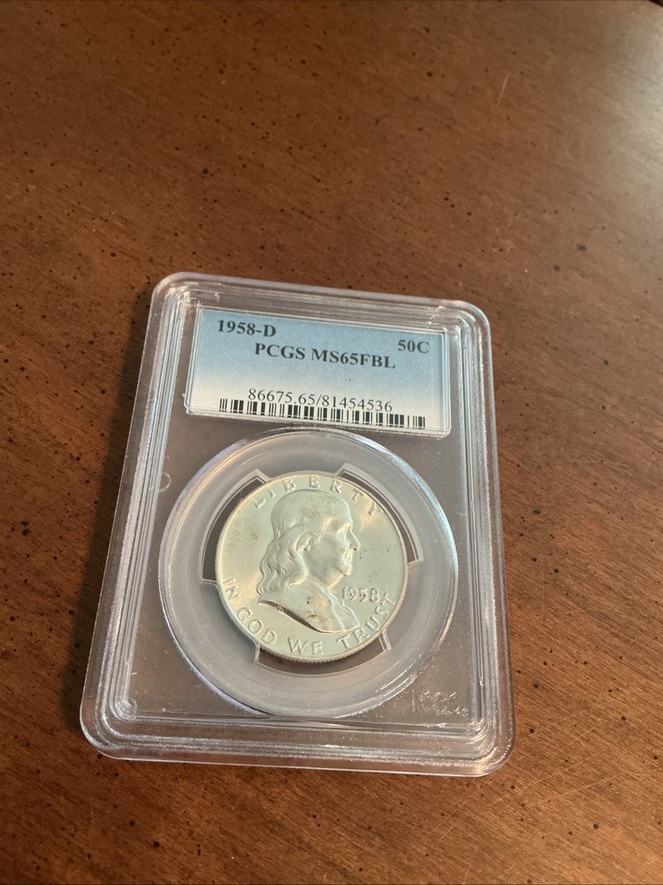 1958-D FRANKLIN HALF DOLLAR PCGS MS65FBL