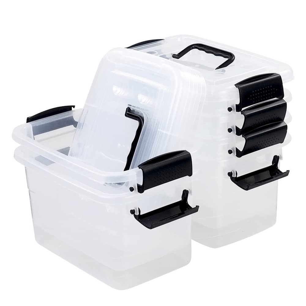 6 Pack 5.5 Quart Storage Container Box with Lids, Small Plastic Storage Bins ...