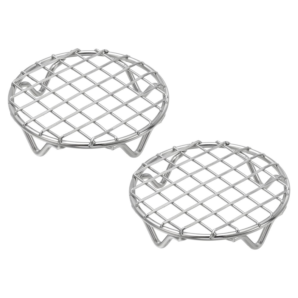 2 Pcs Round Cooking Rack 3.9 Inch Dia for Cooking Silver