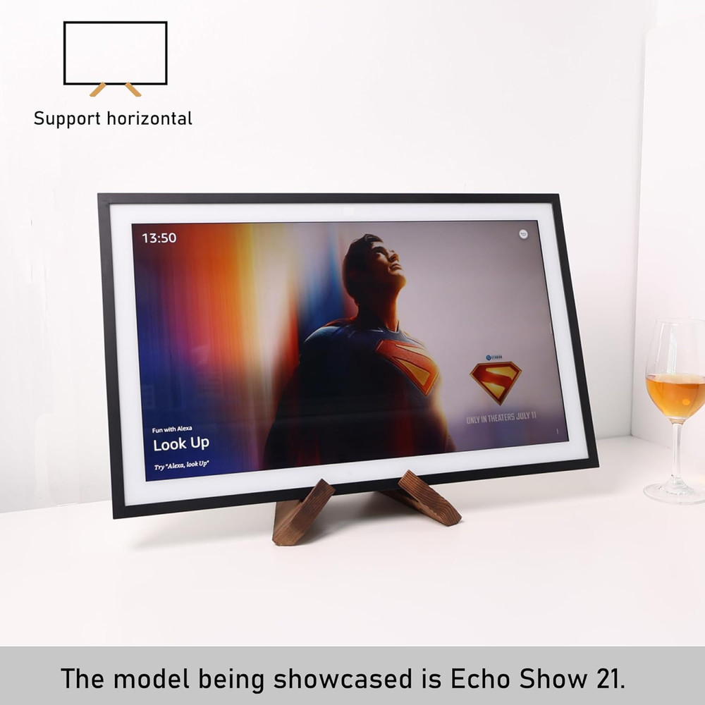 Solid Wood Tablet Computer Stands Compatible for Echo Show 15,Echo Show 21,Suppo