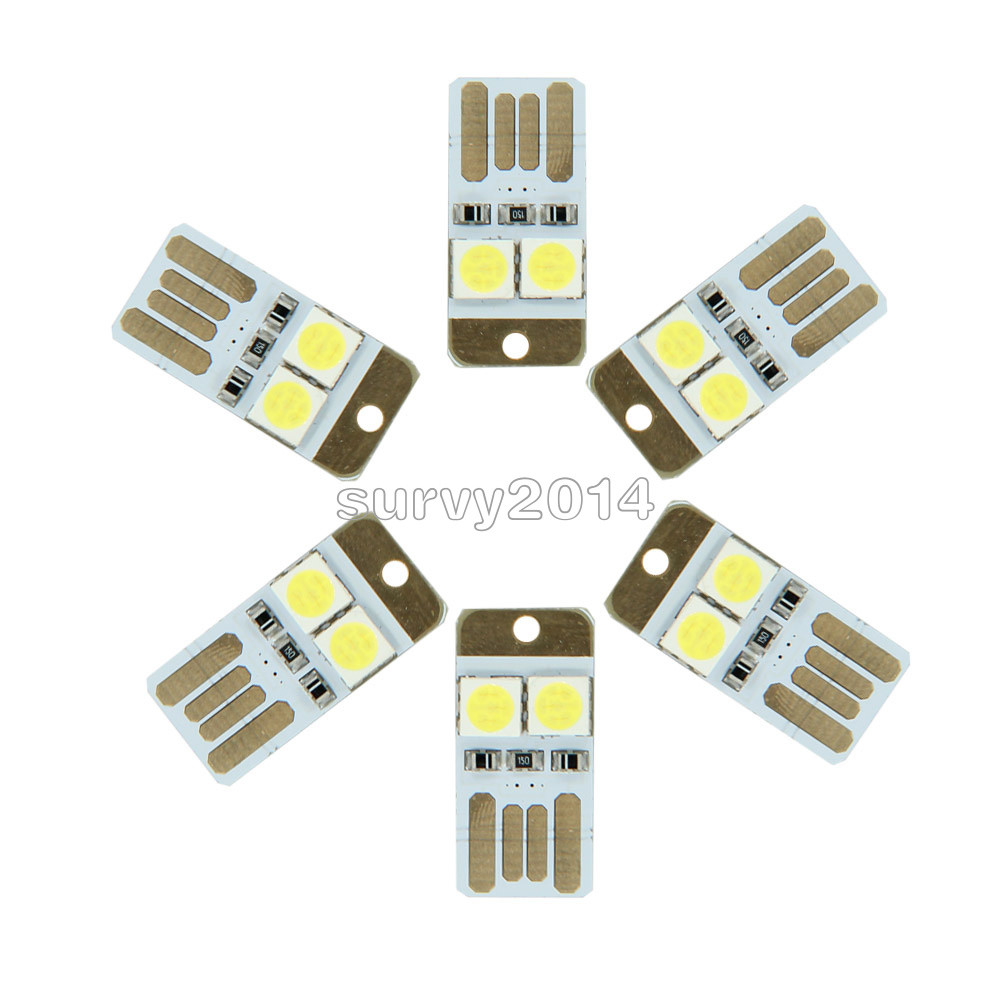 10Pcs Double Sided Pluggable USB LED Night Light Power Supply Lamp White