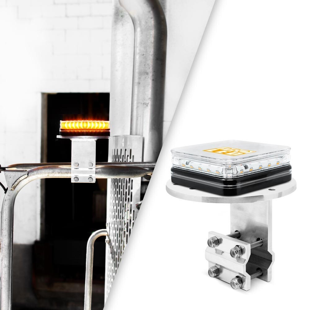 MS75A Class 1 Amber LED Mini Warning Light & Aluminum Mirror Mount Bracket Kit