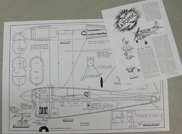Model Airplane Plans (UC): THE ATOMIC 15" Class B Speed by Leon Shulman