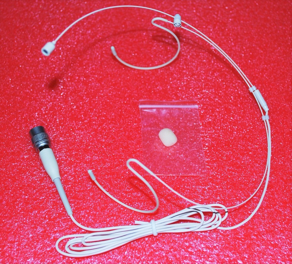 Double Earhook Headset Microphone w/ 4 pin mini XLR for Audio Technica Wireless