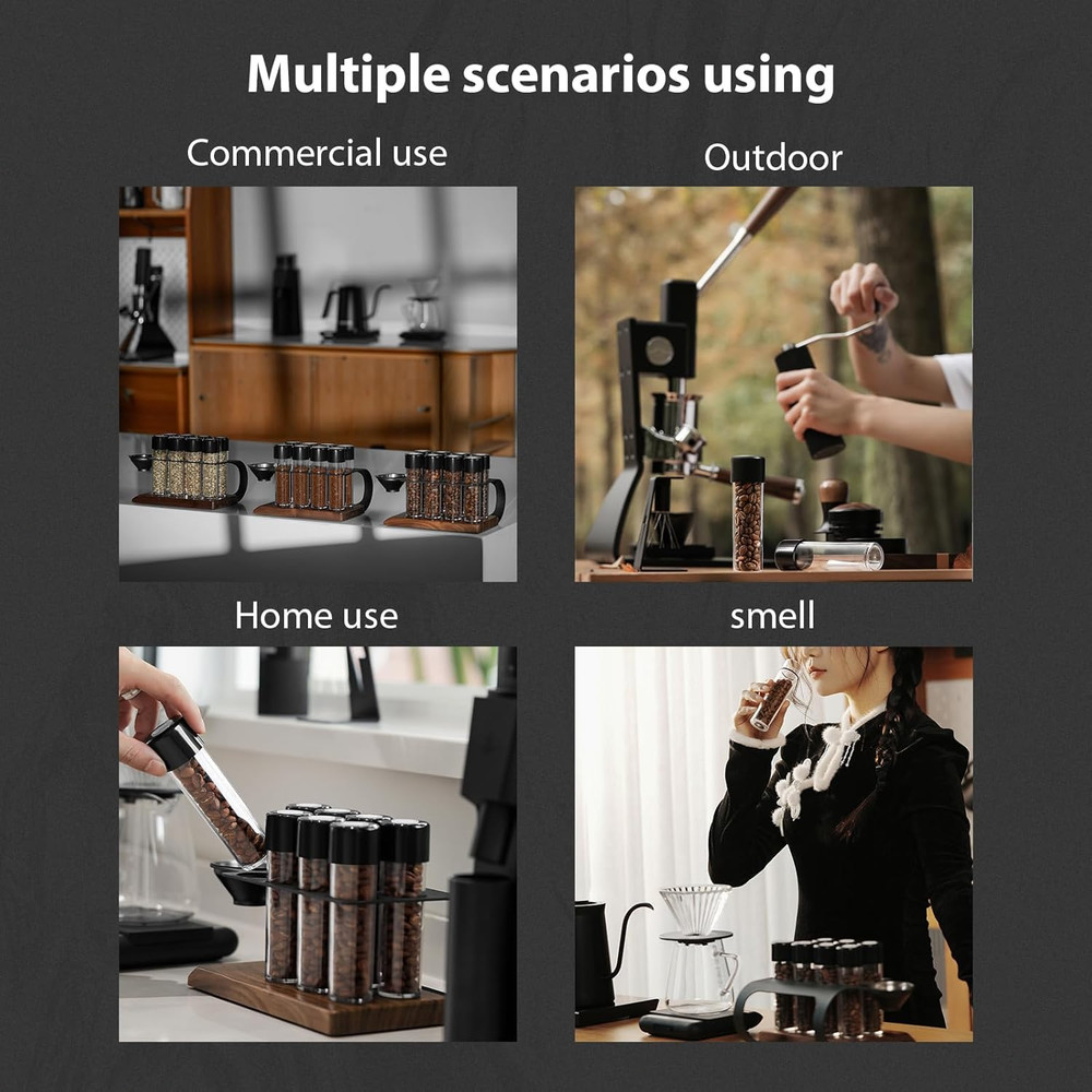 Single Dose Coffee Bean Storage Tubes, 8 Pcs, Coffee Bean Cellars with One-Way E