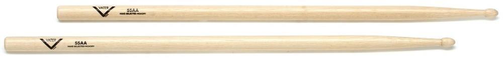 Vater American Hickory Drumsticks - 55A - Wood Tip (2-pack) Bundle