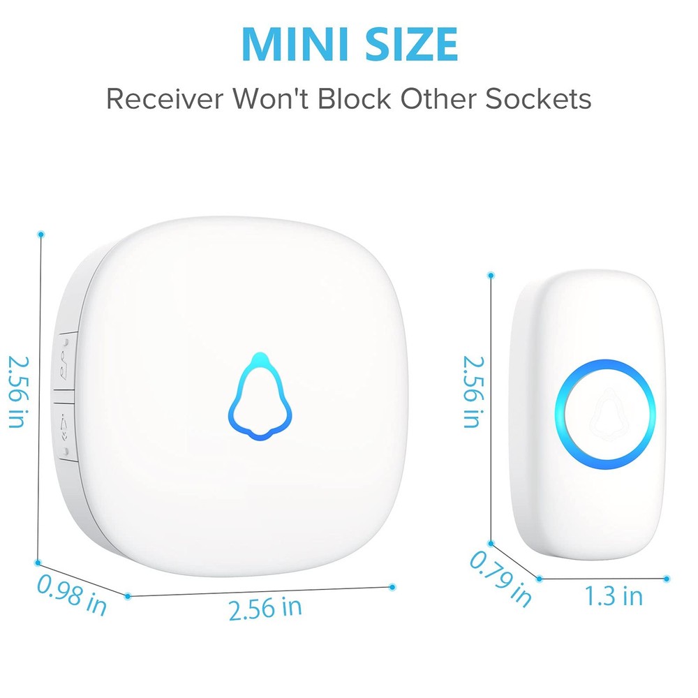 SECRUI Wireless Doorbell, Easy installation, 1 receiver 1 button, White