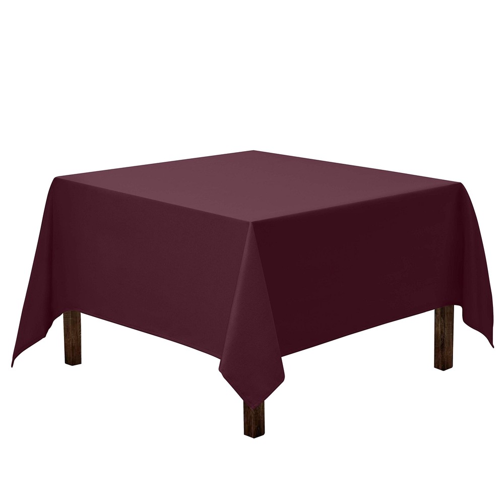Square Tablecloth - 85 x 85 Inch Eggplant Table Cloth for Large Square or Rou...