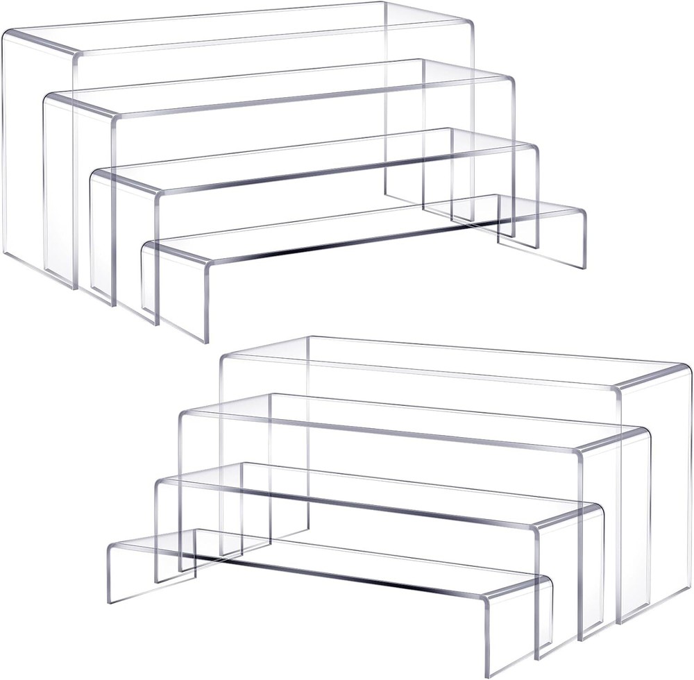 Suzile 8 Pcs 12.5" Large Acrylic Riser Clear Rectangular Showcase clear