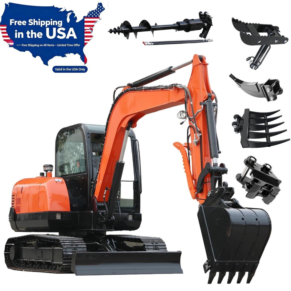 6-Ton Mini Excavator Yanmar Engine Powered with AC Cabin & Multi Digger Accessor
