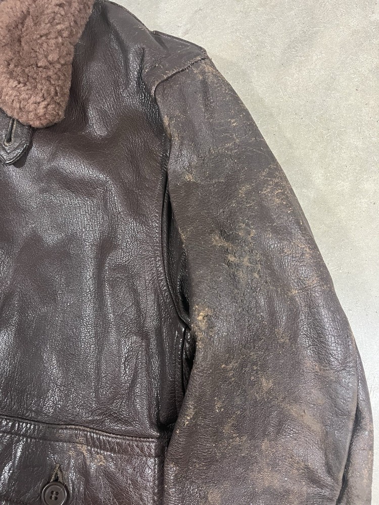 Vintage 40s WWII Flight Leather Bomber Jacket G-1 Medium