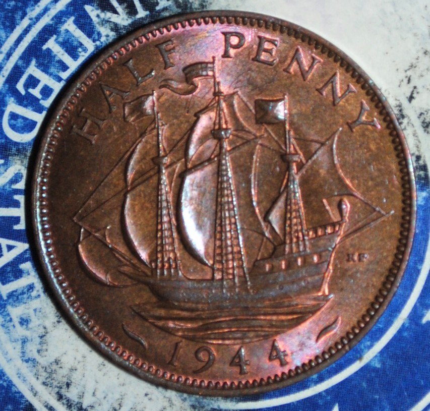 Great Britain Half Penny 1944 UNC {{{D288