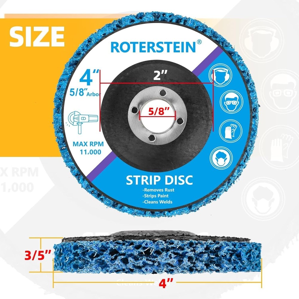10-Pack 4-Inch Stripping Discs for Angle Grinder - Fast Rust & Paint Removal