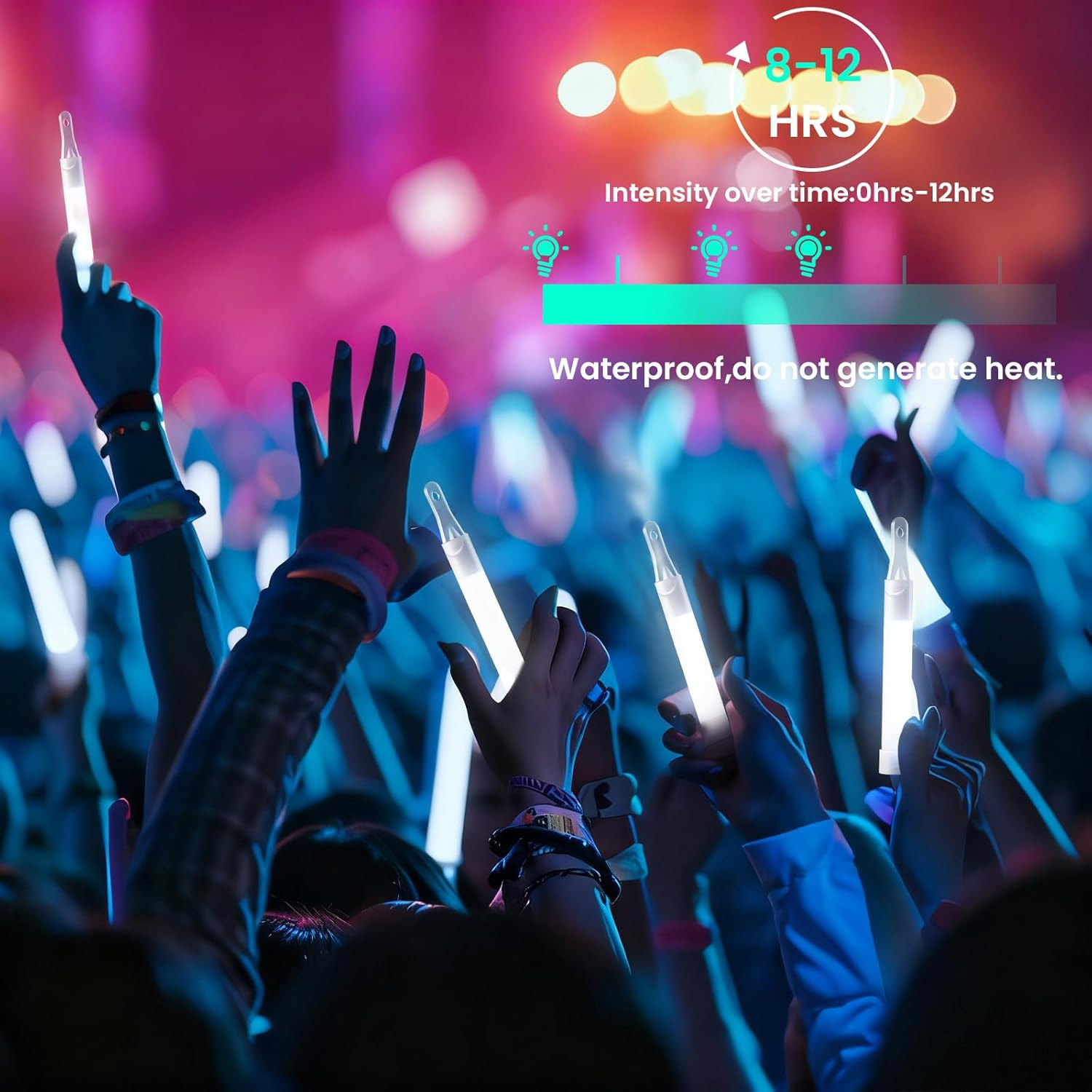 50 Pack White Glow Sticks 4" Bright Emergency Glow Sticks Bulk with 8-12 Hours f