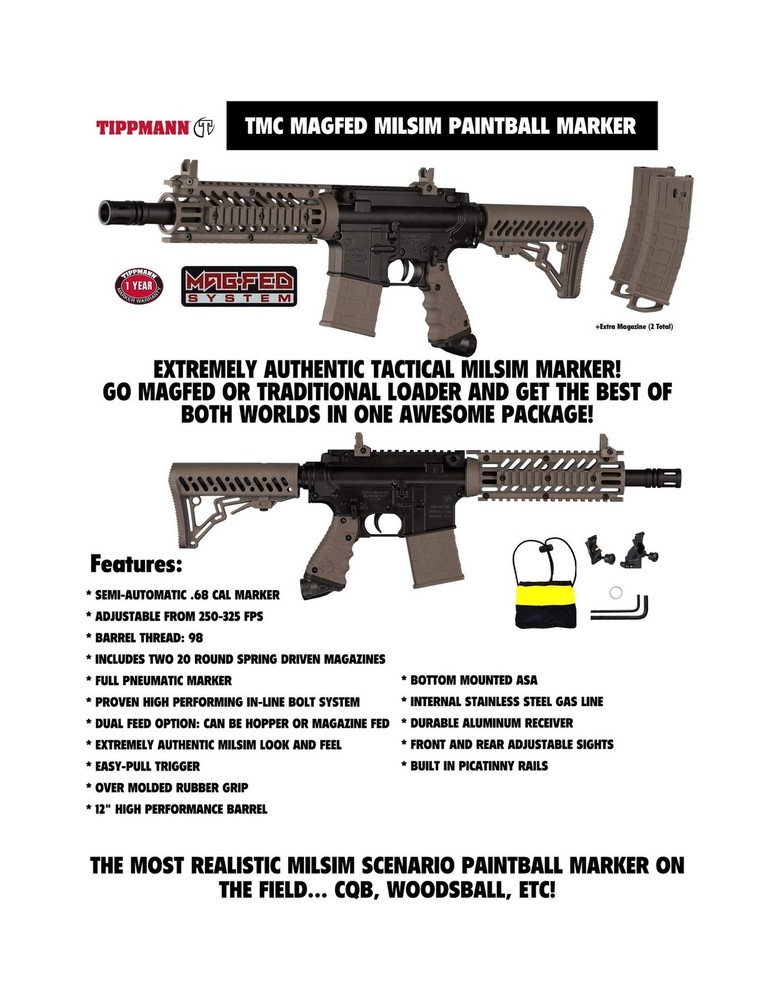 Maddog Tippmann TMC MAGFED Protective Paintball Gun Starter Package