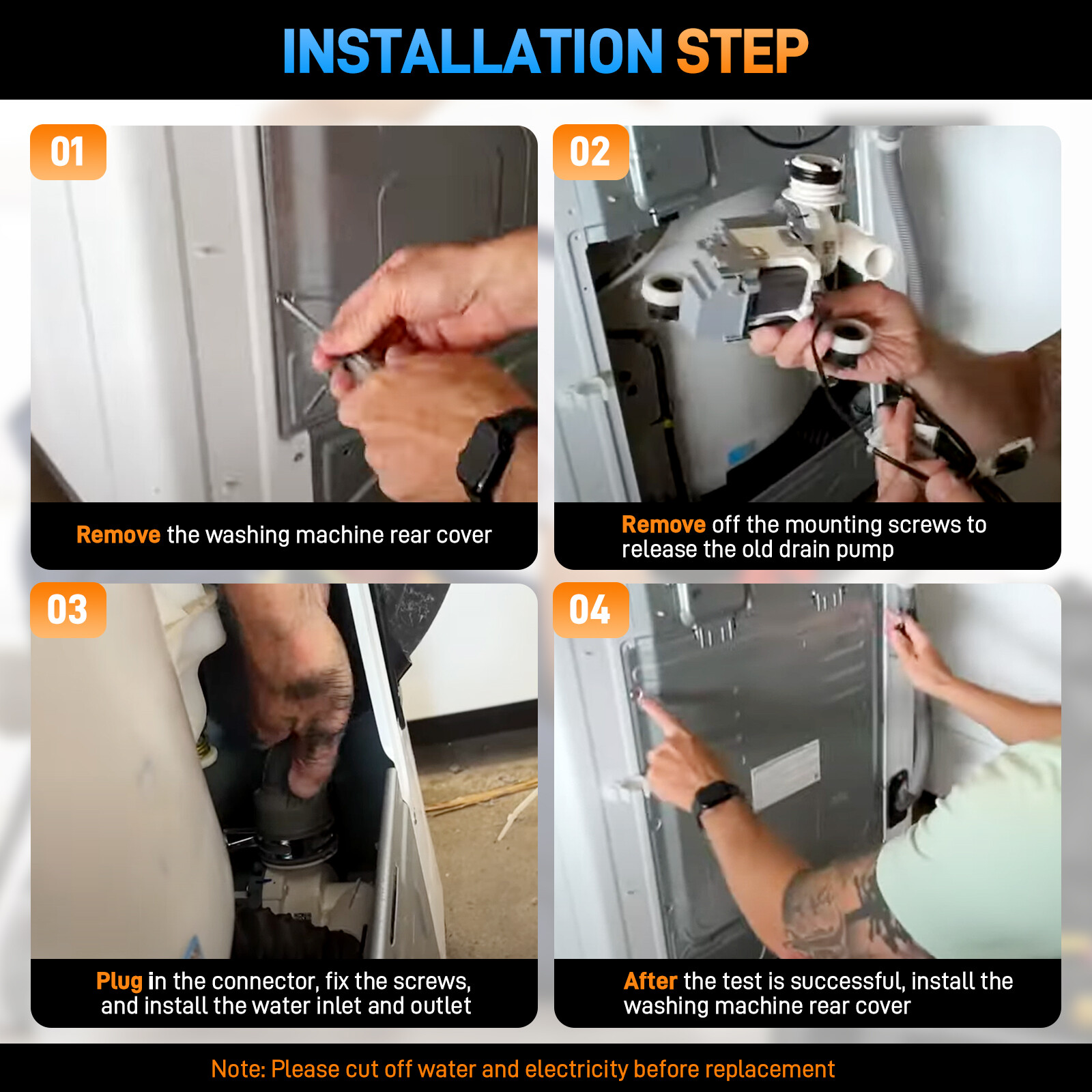 DC97-19289F Washing Machine Drain Pump Assembly for Samsung Washer DC97-19289B