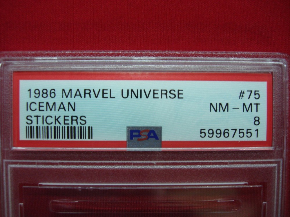 ICEMAN #75 1986 COMIC IMAGES MARVEL UNIVERSE STICKER PSA 8 ONLY ONE THIS GRADE