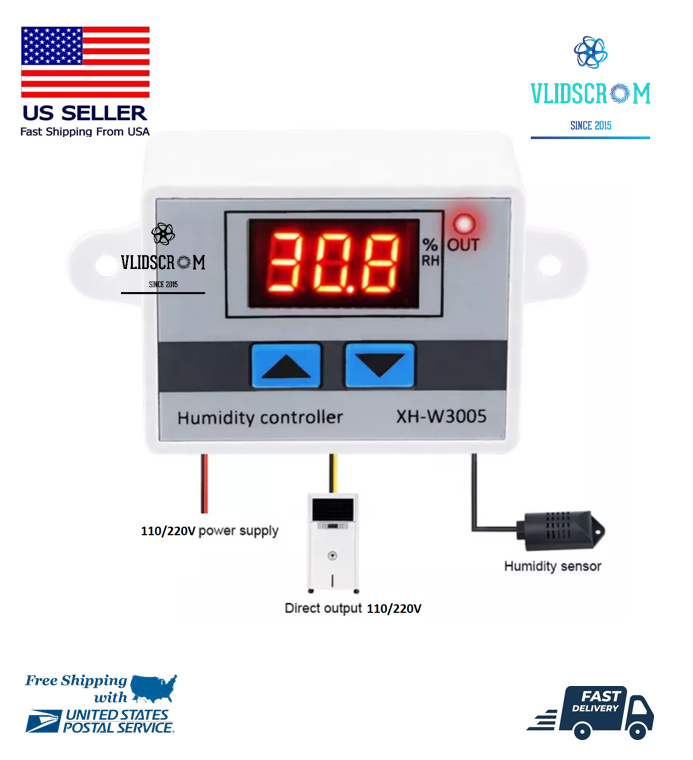 W3005 110 220V Incubator Digital Humidity Controller Hygrometer Switch Tester
