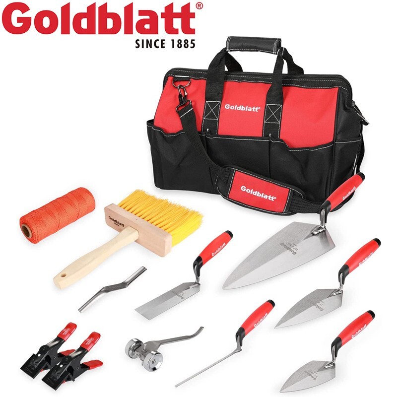 Goldblatt 12PCS Masonry Hand Tool Set Tuck Pointing Trowel Skate String Line Kit
