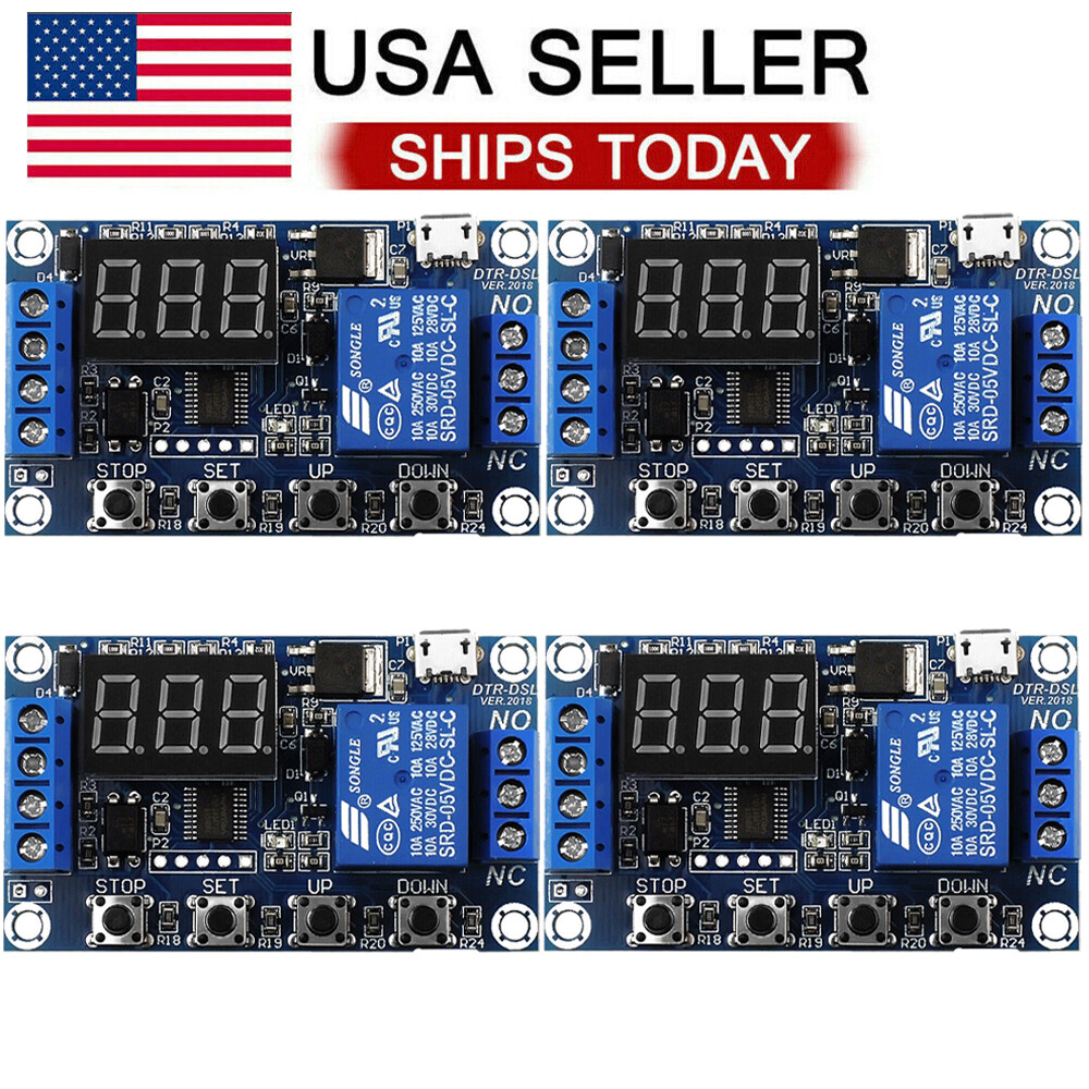 4Pcs DC 6-30V 1-Way Relay Module Power-off Trigger Delay Cycle Timer Switch US
