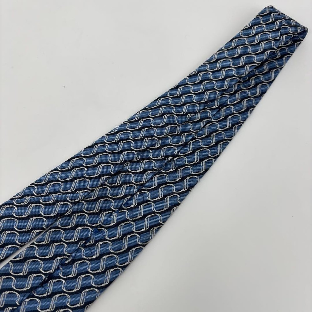 HERMES Tie Wave Total Pattern Light Blue SILK 100
