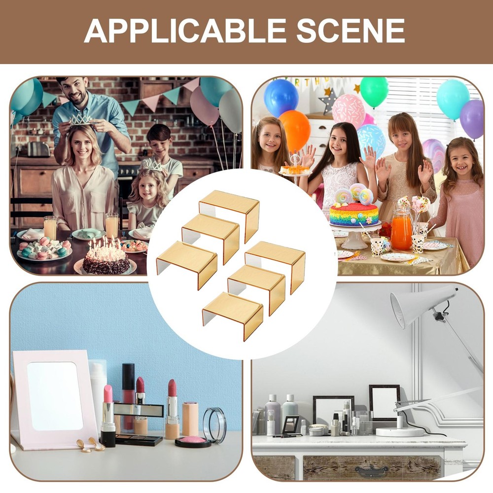6pcs Acrylic Display Stand Riser 3 Sizes Storage Rack for Tabletop